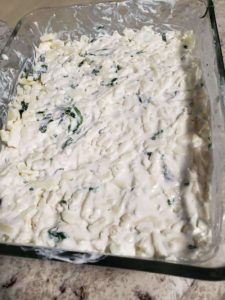 low carb keto spinach dip mixed and ready to bake