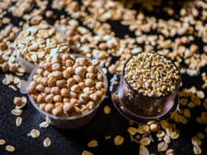 bowls of nuts and seeds