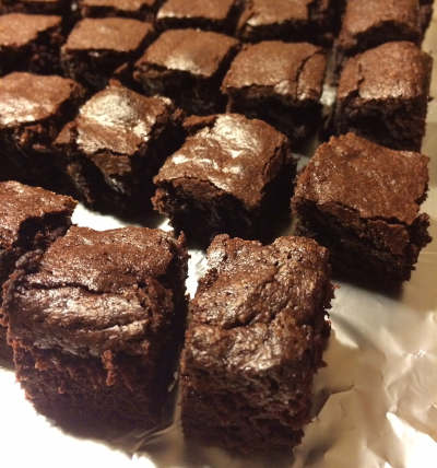 keto brownies on parchment paper