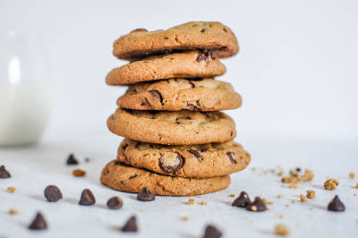 stack of keto chocolate chip cookie