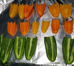 cut peppers ready to be filled
